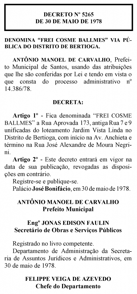 Foto/Reprodução: Diário Oficial - Santos, 31 de maio de 1978